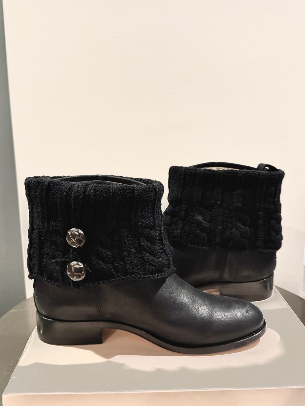 Jimmy Choo 144 Rugged Boots – Black – Size 37.5 | Fur Boot Toppers